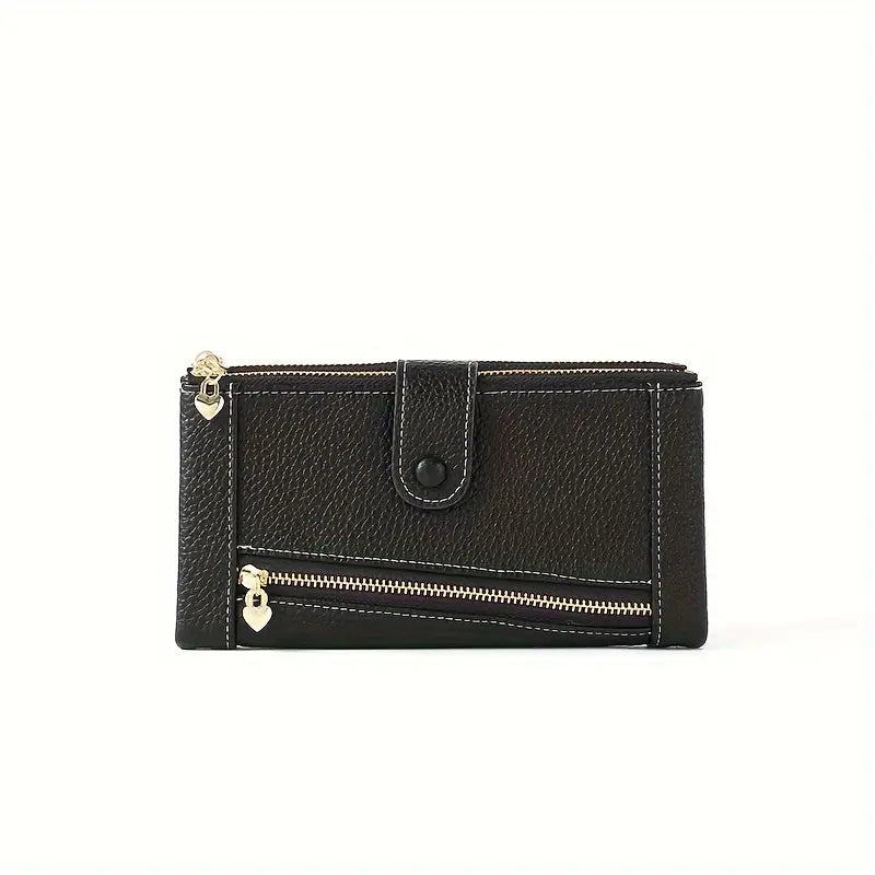 💰【Acquista 1 e ricevi 1 gratis】Portafoglio da donna retrò in vera pelle con più scomparti per carte e doppia cerniera