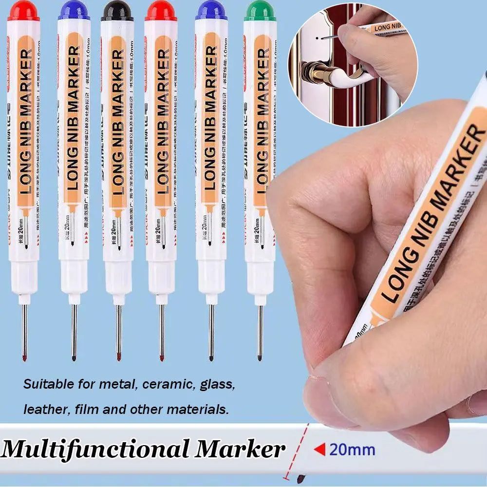 Marker mit 20 mm langer Spitze für tiefe Löcher, spezieller Marker auf Ölbasis für die Holzbearbeitung, geeignet für Keramik, Badezimmerinstallation, dekorative Befestigung und Holzmarkierung.
