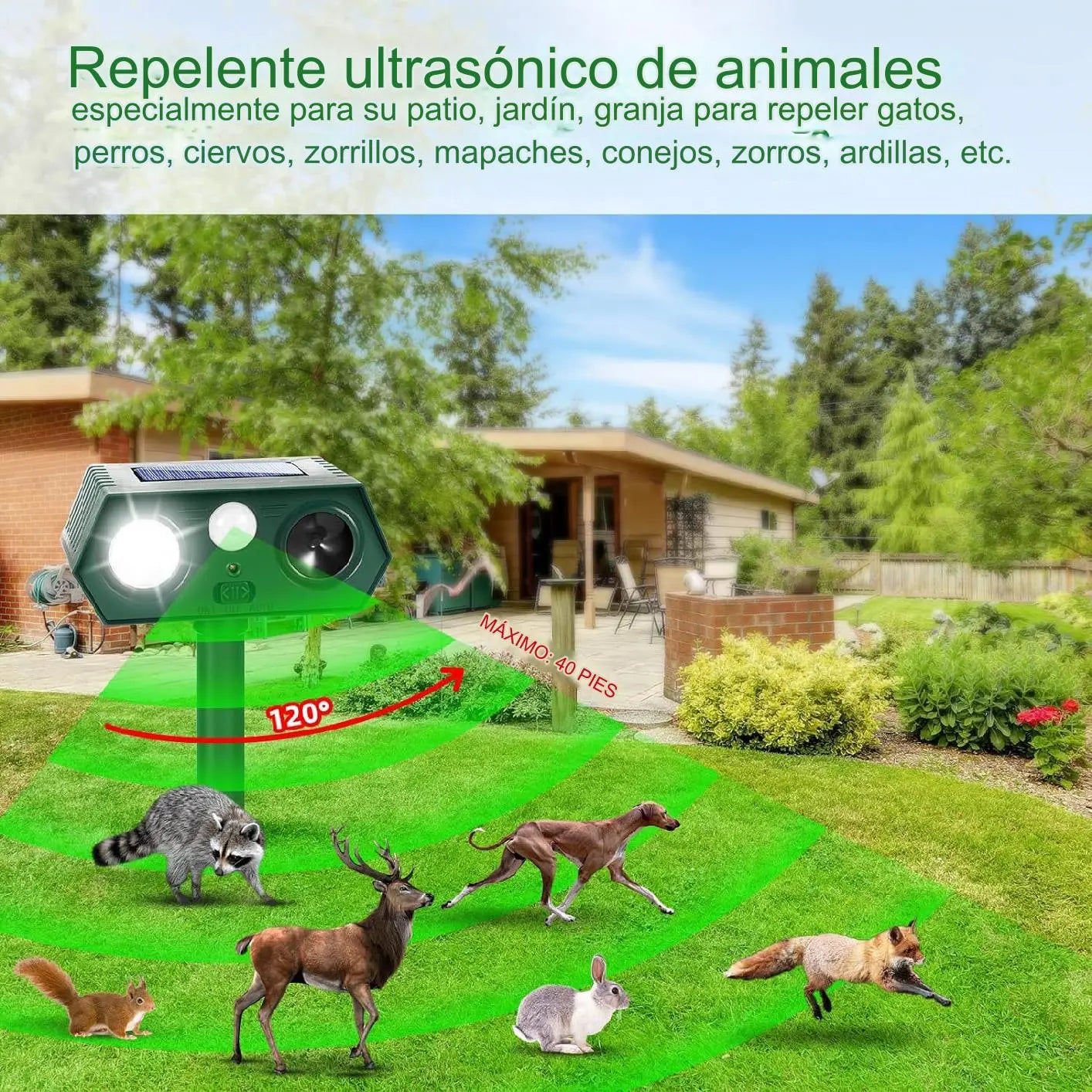🐅🐅 Repellente solare ad ultrasuoni per ambienti esterni