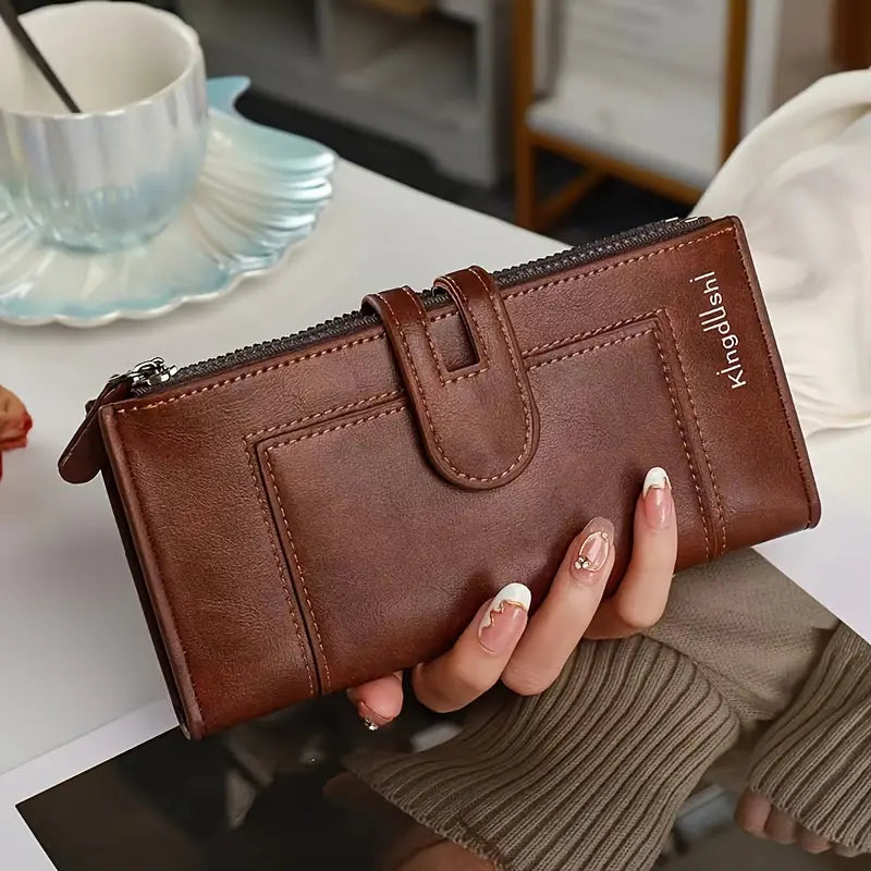 【SCONTO DEL 45%】💰【Acquista 1 e ricevi 1 gratis】Portafoglio vintage in vera pelle con doppia cerniera e scomparti multi-carta per donna