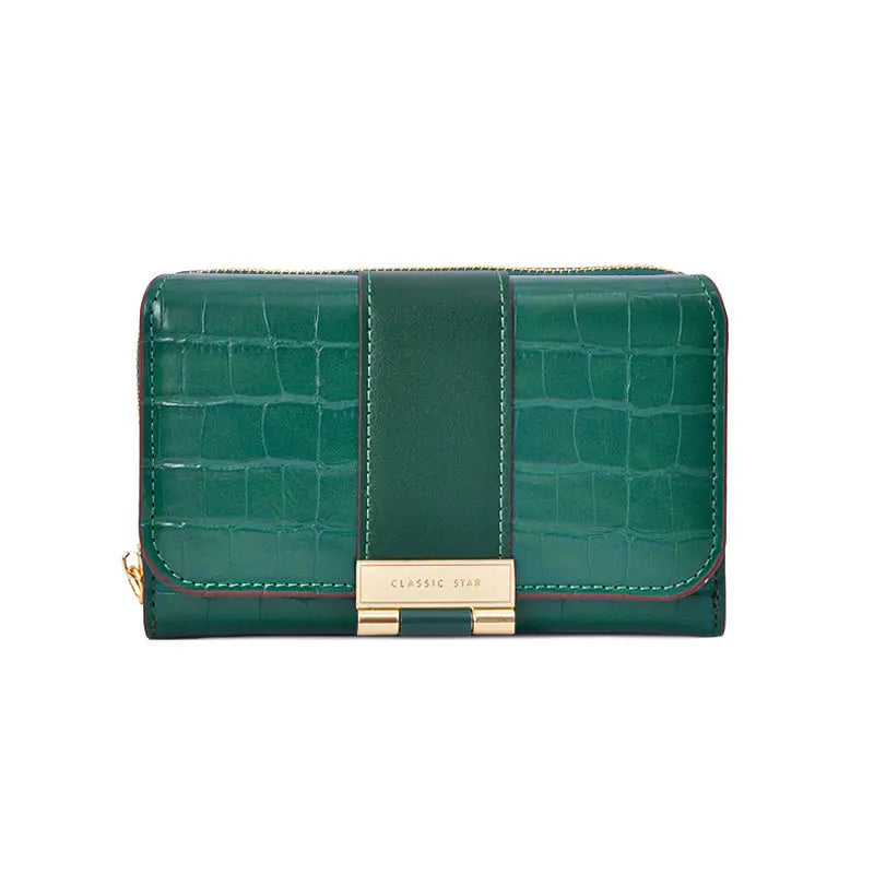 Nova carteira feminina multifuncional com estampado de crocodilo.