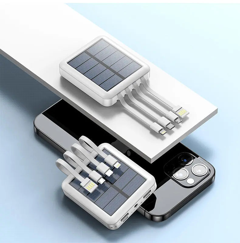 ⚡⚡Banco de energia solar portátil de grande capacidade e carregamento rápido de 20000mAh - Compatível com todas as tomadas