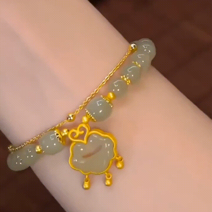 ✨Nova pulseira de jade Hetian dourada