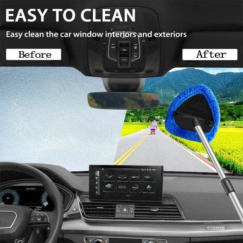 šć2 peƧas triangulares em plĆ”stico + 8 capas em tecidoćKit de limpeza de para-brisas para automóvel - extensĆvel e giratório a 180°