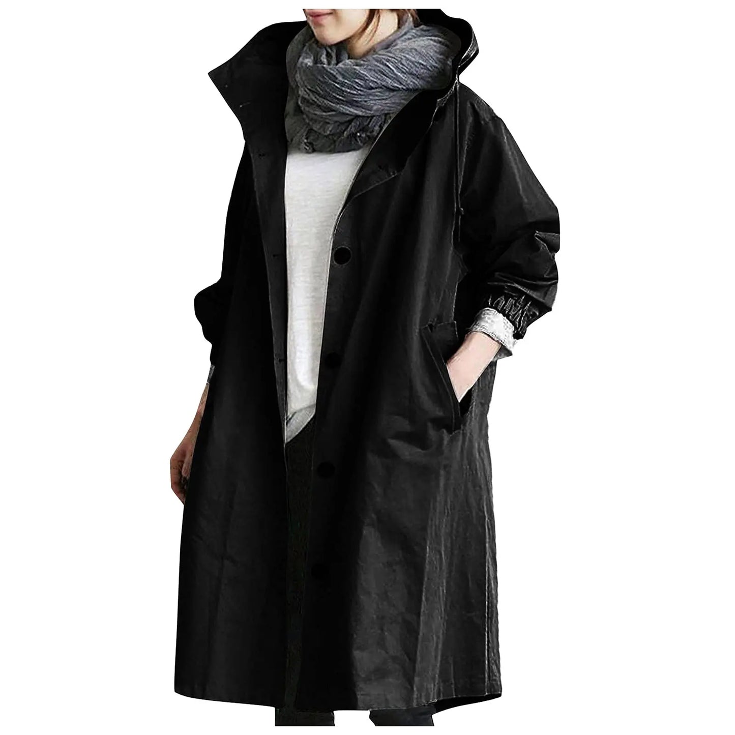 【Novos produtos para o outono e inverno】Casaco corta-vento casual de comprimento médio