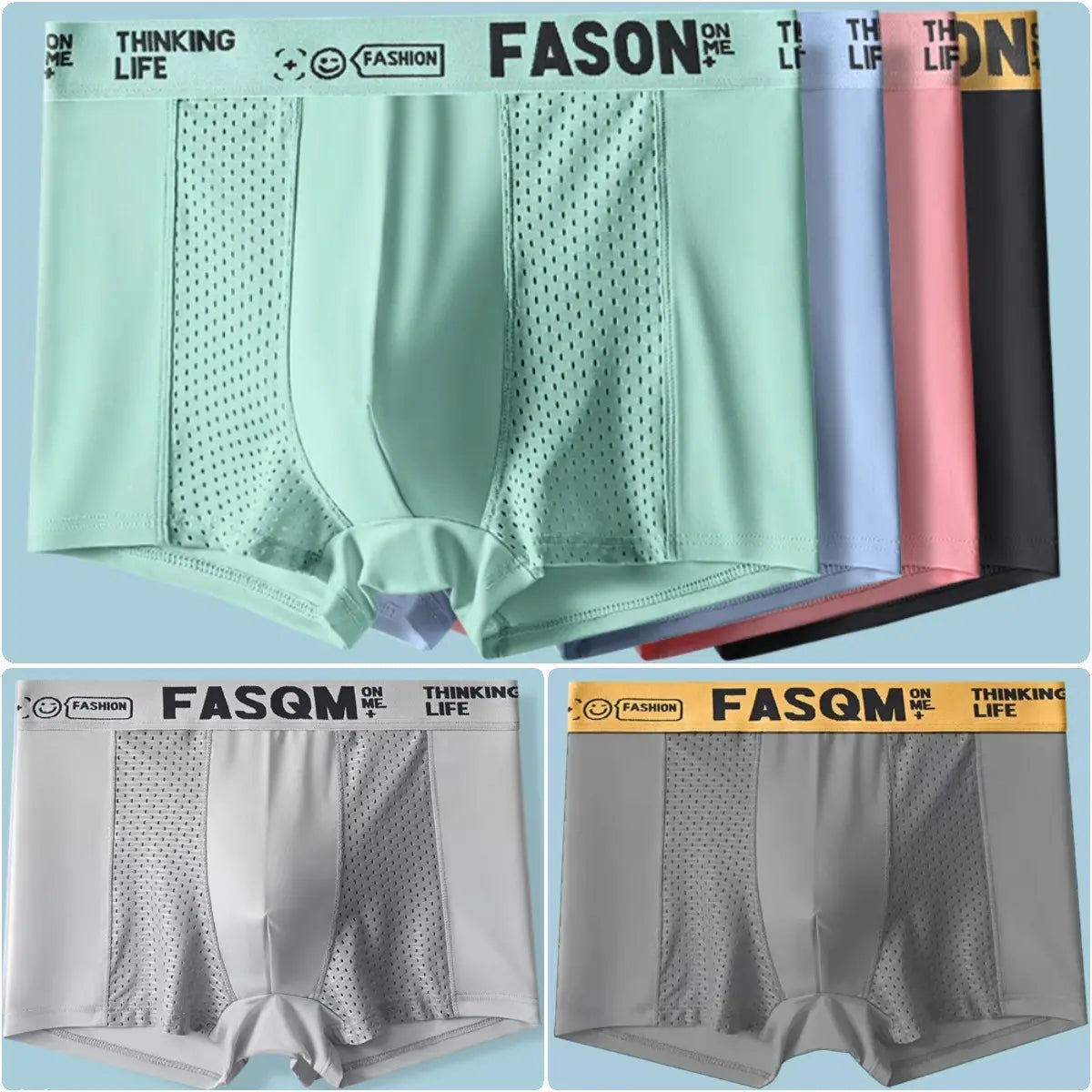 【Secondo set a metà prezzo】Boxer da uomo in mesh traspirante Ice Silk