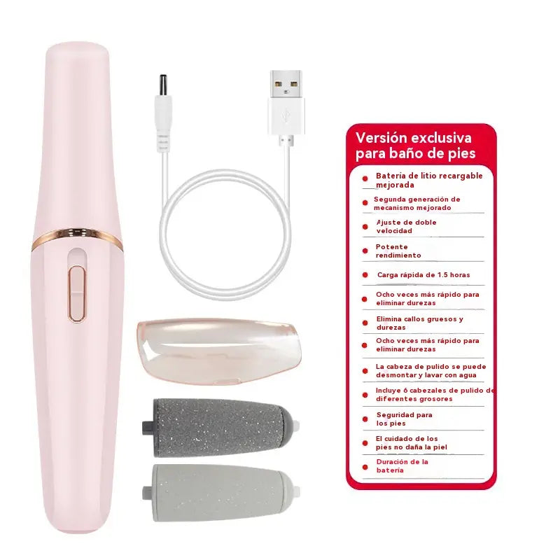 ✨Rolo elétrico para calcanhares – remove a pele áspera e alisa os pés, com 2 cabeças intercambiáveis + USB✨