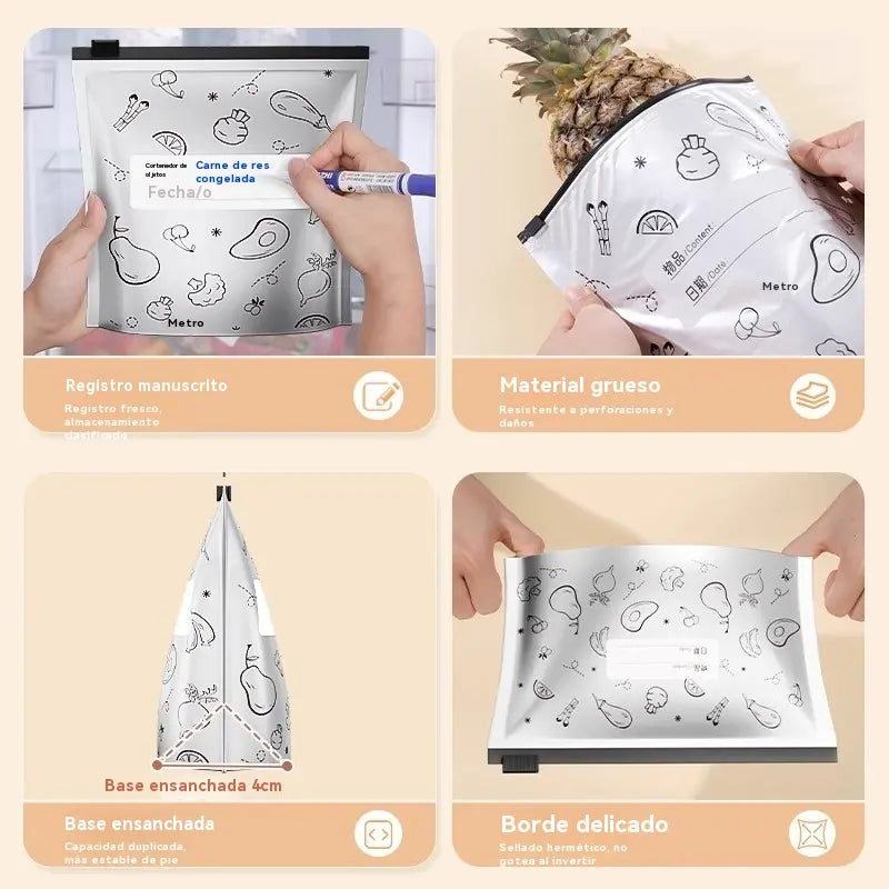 🥩【30/60/90 peças】Sacos selados de papel de alumínio de grau alimentar com fecho para manter fresco para utilização em frigoríficos domésticos