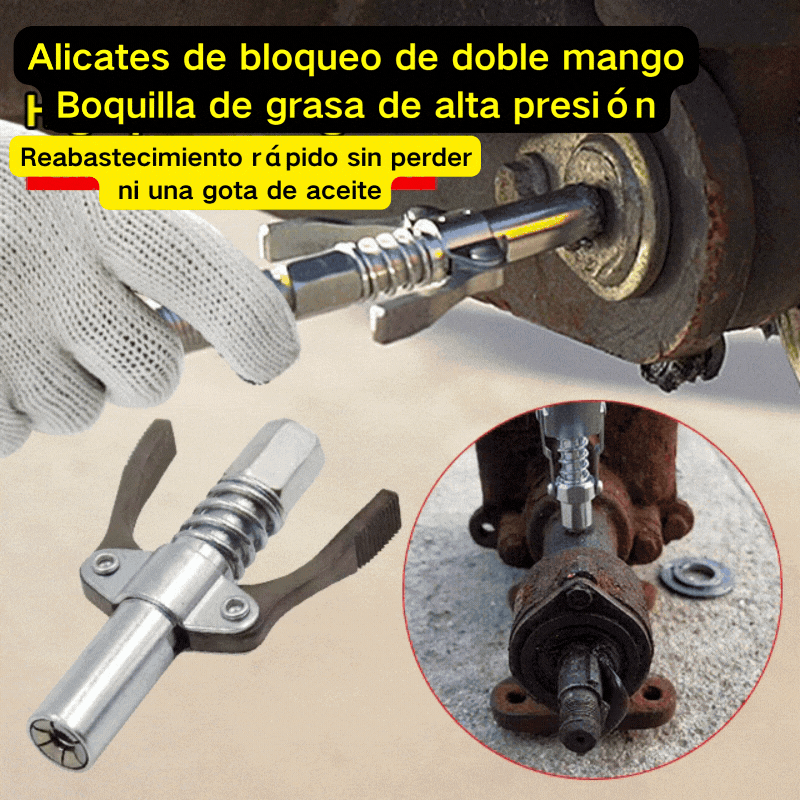 (Bico de lubrificação de cabo duplo + mangueira de 30 cm) Alicate de bloqueio de cabo duplo Alicate de bloqueio Pistola de lubrificação de alta pressão