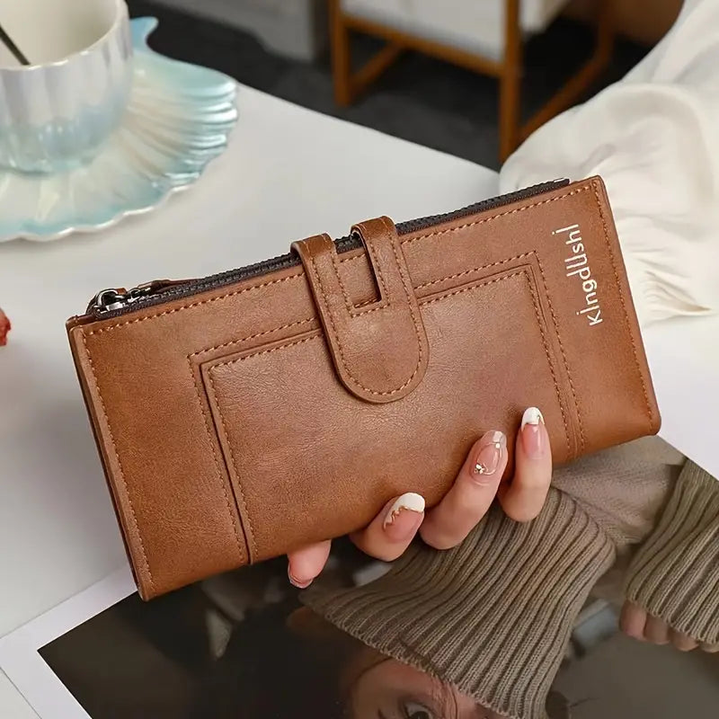 【SCONTO DEL 45%】💰【Acquista 1 e ricevi 1 gratis】Portafoglio vintage in vera pelle con doppia cerniera e scomparti multi-carta per donna