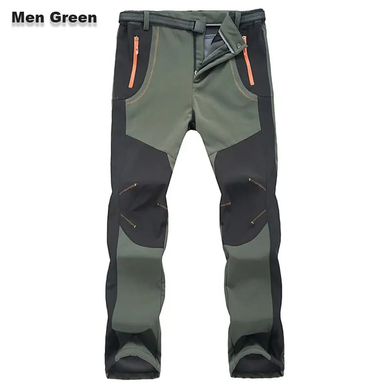 【💥Alta qualidade】【S-5XL】Calças de caminhada para homem, macias, impermeáveis, à prova de vento, respiráveis, quentes e grossas, feitas de lã para desportos ao ar livre.