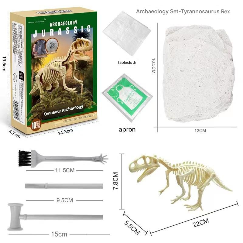 【2 krabice】Model montáže fosílnej kostry dinosaura (ručne vyrobená detská omietková hračka na archeologické vykopávky) s bezplatným darčekovým balíčkom na slepú krabičku s archeologickým klenotom