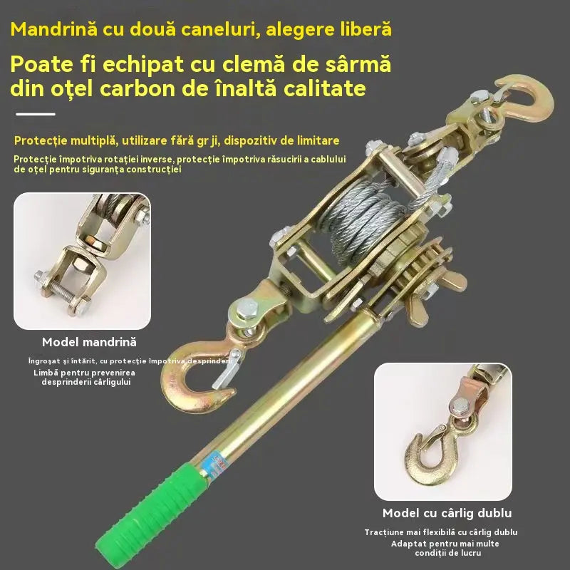🧰Guincho puxador de cabo de aço de 2 toneladas com 2 ganchos