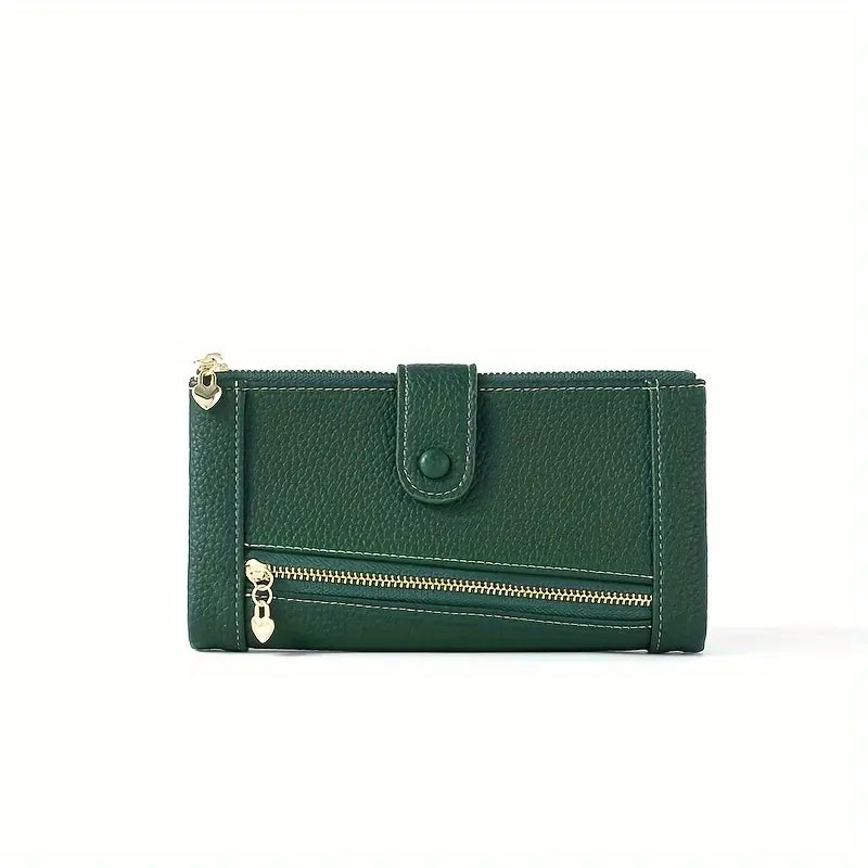 💰【Acquista 1 e ricevi 1 gratis】Portafoglio da donna retrò in vera pelle con più scomparti per carte e doppia cerniera