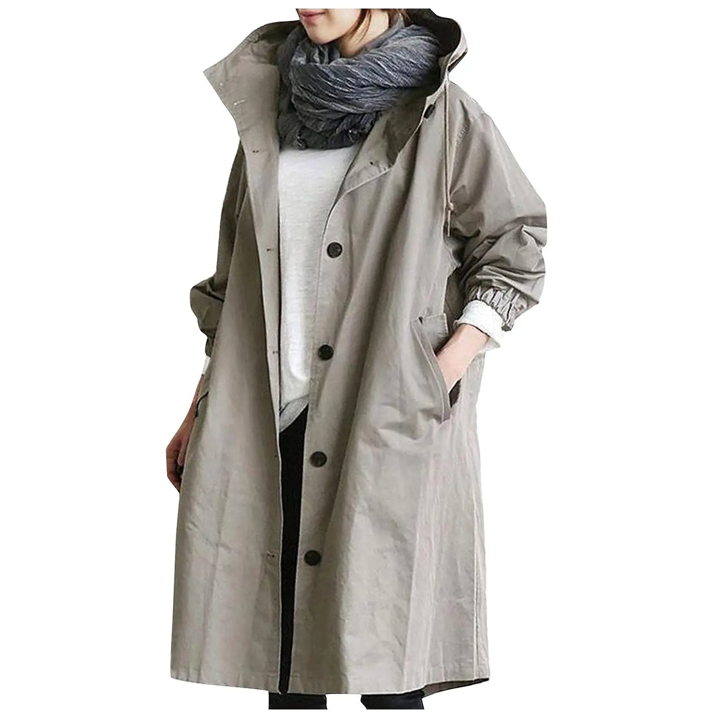 【Novos produtos para o outono e inverno】Casaco corta-vento casual de comprimento médio