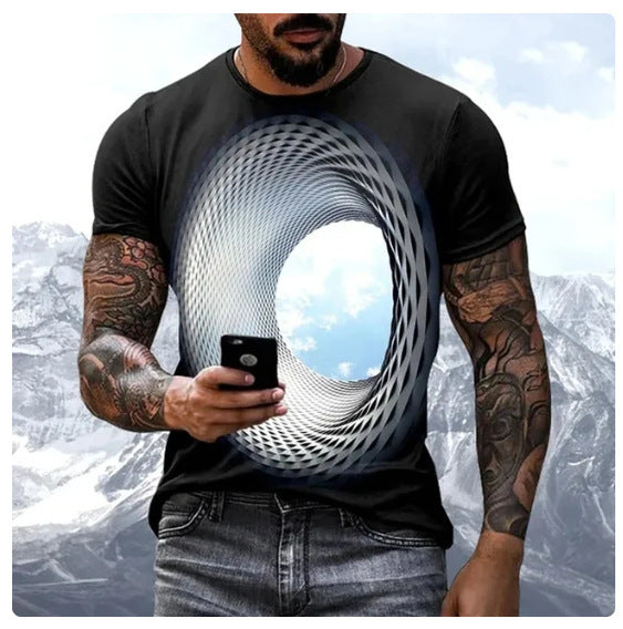 🔥【S-8XL】3D digital tlač geometrický vzorne modne krátke rukávy
