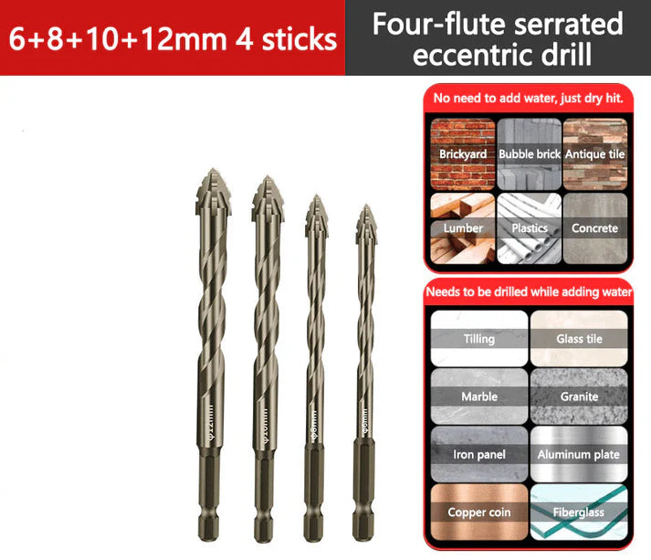 🔥Promoção 2025🔥Conjunto de brocas excêntricas de 4 canais para serviço pesado