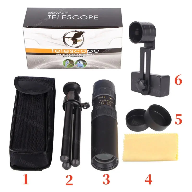🔥【Set da 6 pezzi】Telescopio monoculare con zoom 10-300x