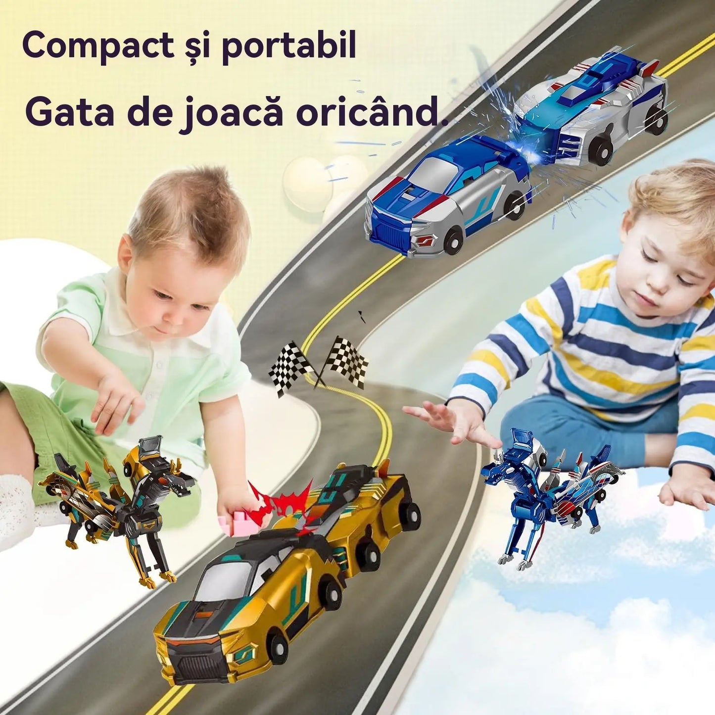 🎁Oferta especial✨Carro de dinossauro transformador com colisão
