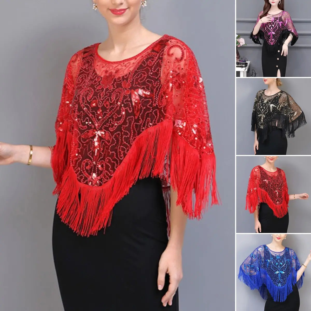 ćš„Acquista 1 e ricevi 1 gratisćNuovo scialle estivo da donna in pizzo e paillettes