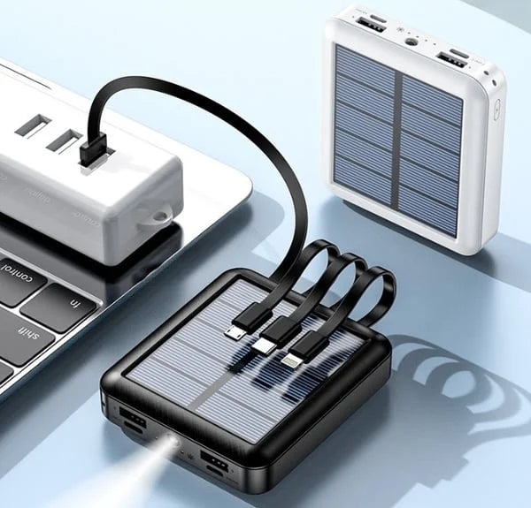 ⚡⚡Banco de energia solar portátil de grande capacidade e carregamento rápido de 20000mAh - Compatível com todas as tomadas