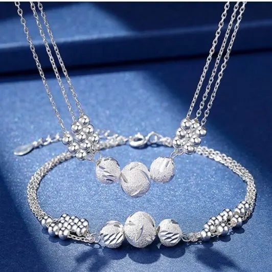 🔥Offerta speciale🔥【Collana + Bracciale】✨Set di gioielli con collana in argento inciso e trasferito