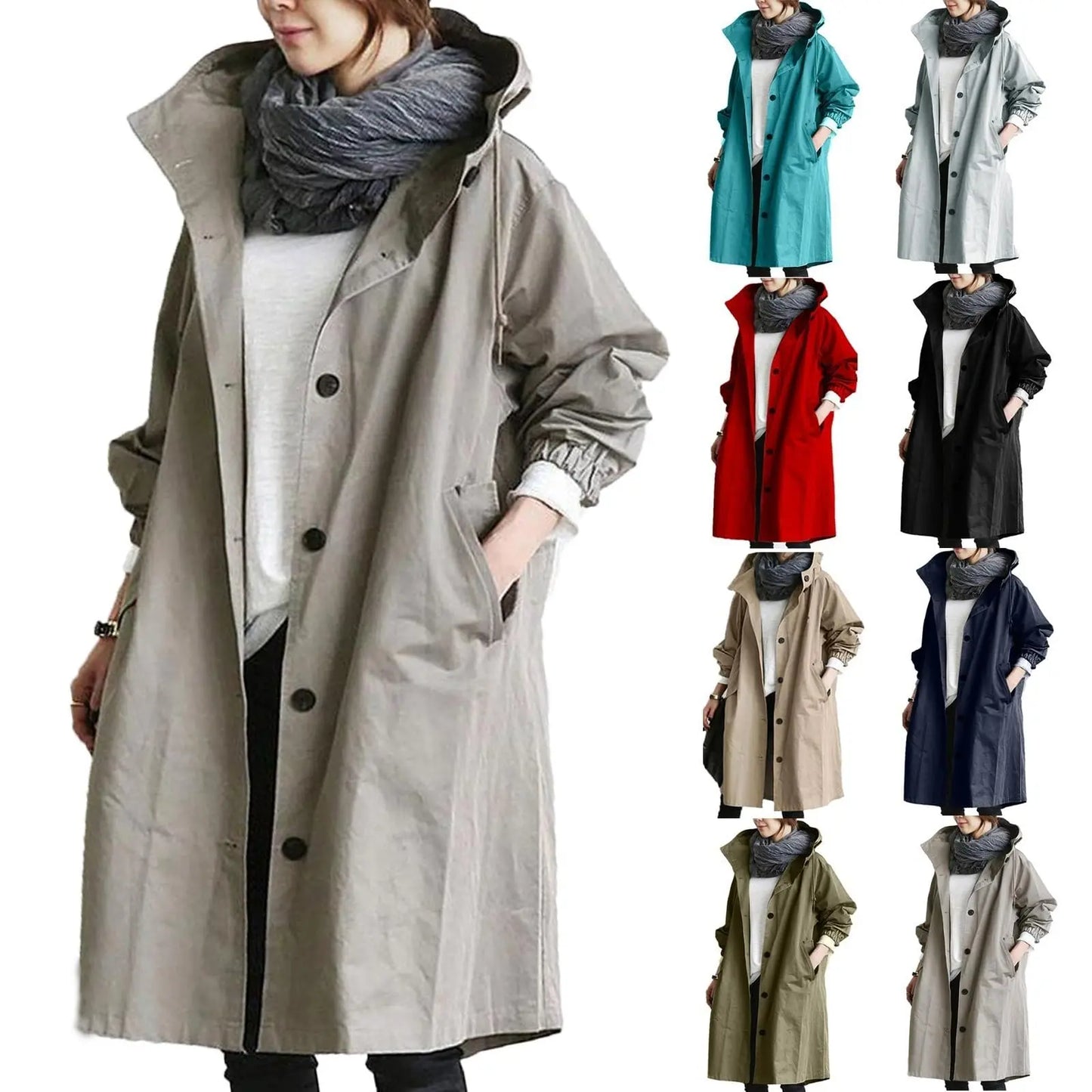 【Novos produtos para o outono e inverno】Casaco corta-vento casual de comprimento médio