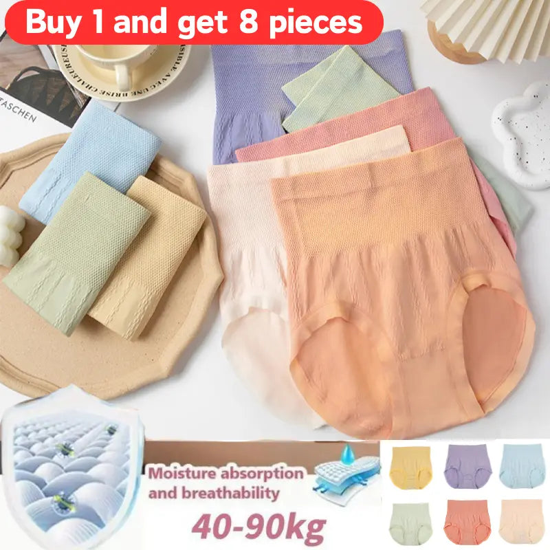 š„ć8/16 peƧasćš„ Cueca antibacteriana de cintura alta para controlo da barriga