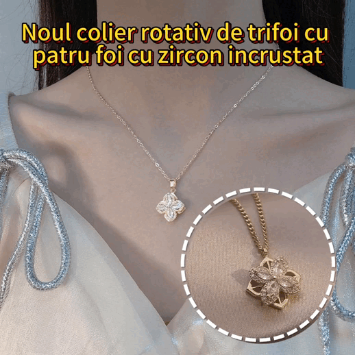O novo colar giratório de trevo de quatro folhas com incrustação de zircónias