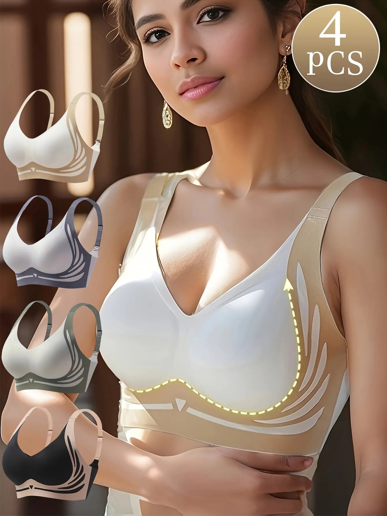 đăConfezione da 4ăReggiseno intero senza ferretto da donnaâ¤ď¸ă40-85 kgă