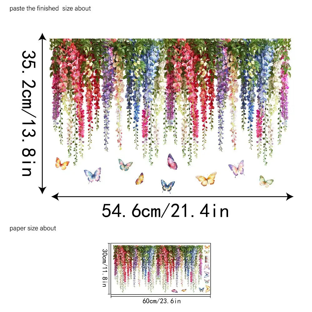 🌸Decalque de Janela com Ramo de Flores Coloridas