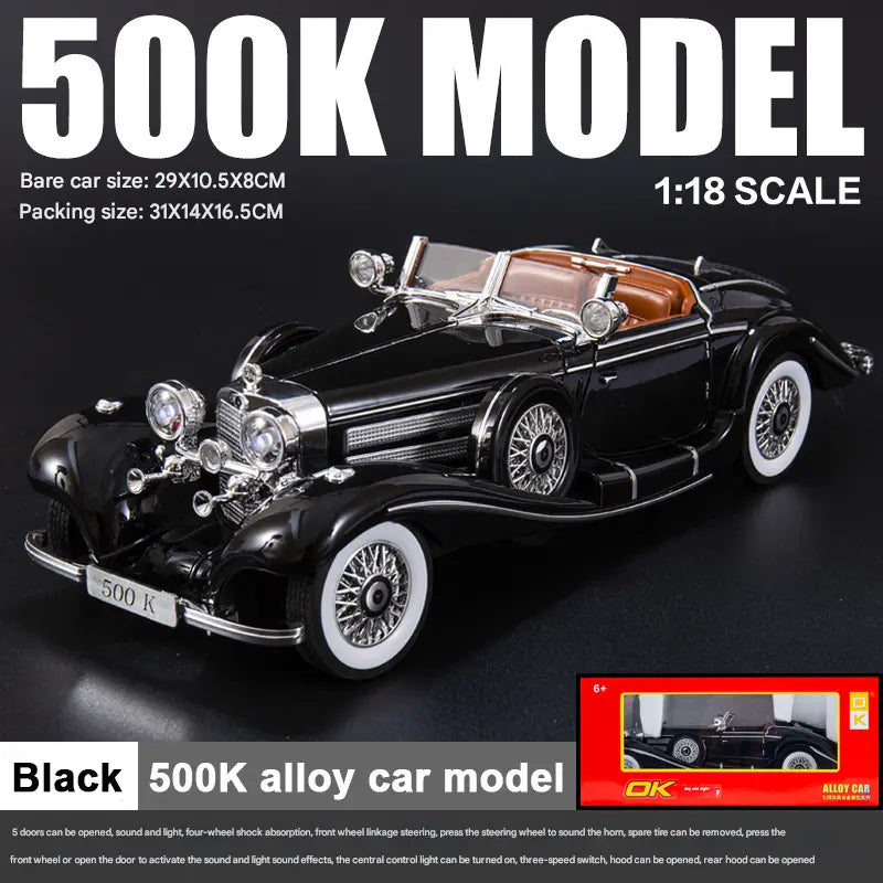 💥💥【Ottimo rapporto qualità-prezzo】Modello di auto classica retrò 500K in lega di alluminio in scala 1:28