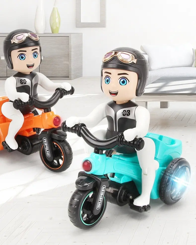 ✨🌈Bicicleta de acrobacias giratória automática de 360 graus com luzes dançantes 4D