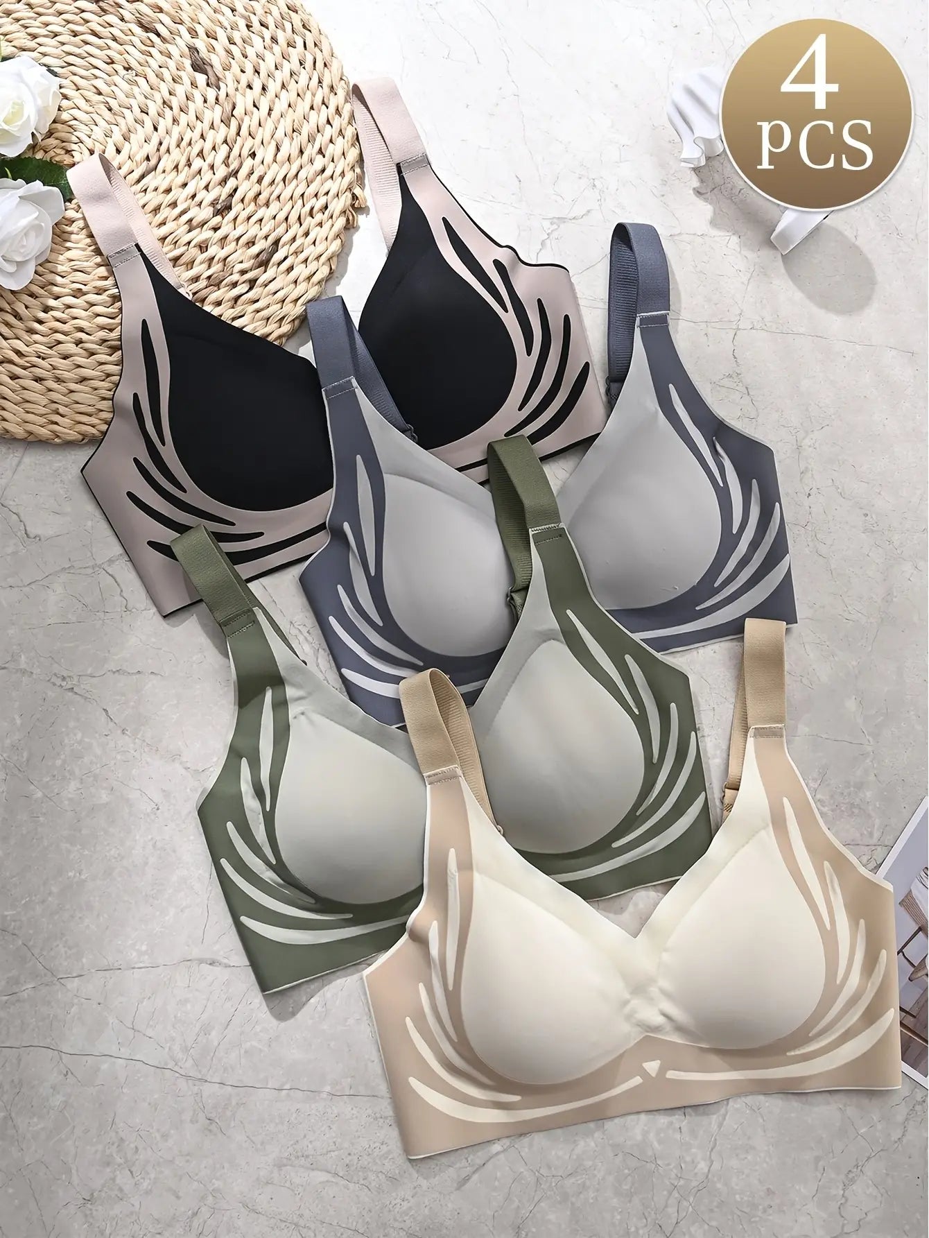 đăConfezione da 4ăReggiseno intero senza ferretto da donnaâ¤ď¸ă40-85 kgă