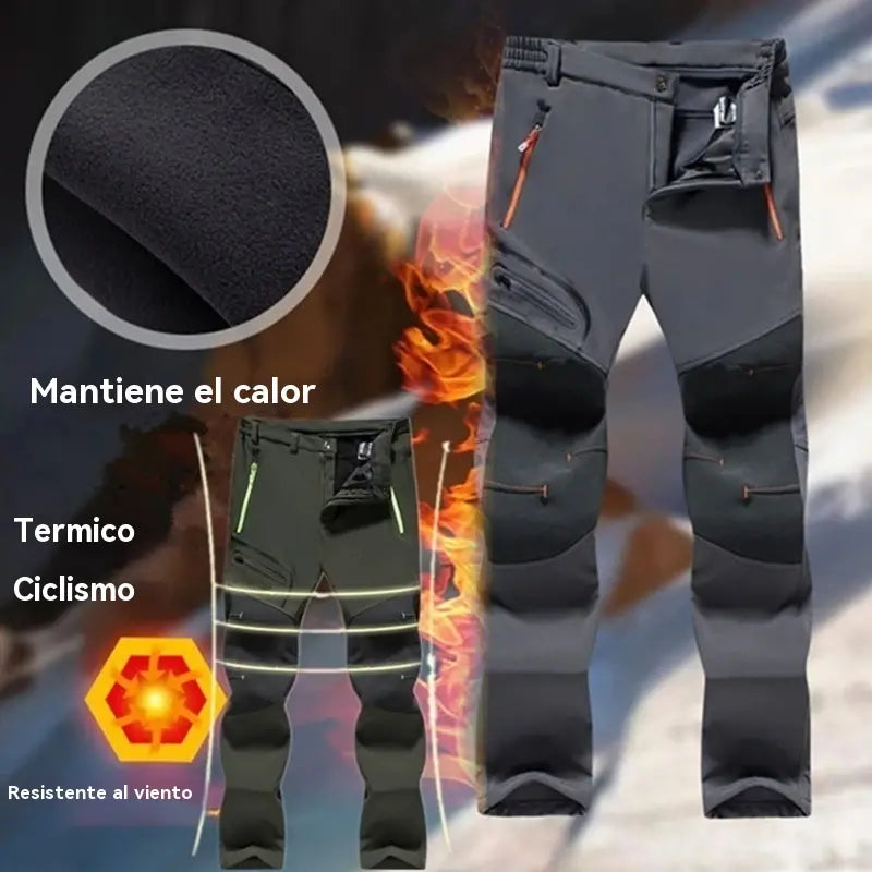 【💥Alta qualidade】【S-5XL】Calças de caminhada para homem, macias, impermeáveis, à prova de vento, respiráveis, quentes e grossas, feitas de lã para desportos ao ar livre.