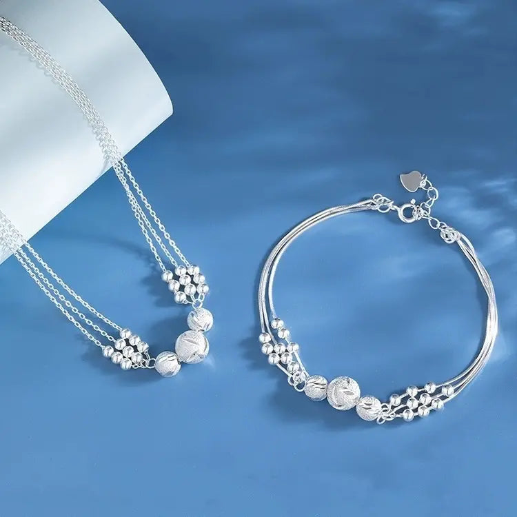 🔥Offerta speciale🔥【Collana + Bracciale】✨Set di gioielli con collana in argento inciso e trasferito