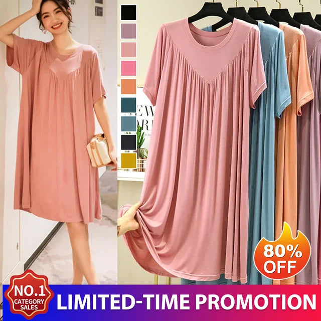 ⚡🔥ÚLTIMO DIA 51% DESCONTO 🔥Vestido de pijama de manga curta, macio e confortável