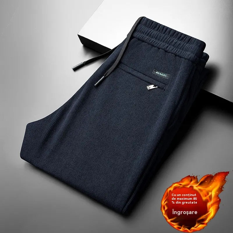đăTamanhos L-5XLăCalça de moletom de veludo plus size para homem, ideal para o outono e inverno. Calça casual larga.