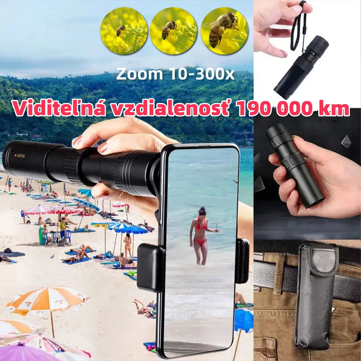 🔥【Set da 6 pezzi】Telescopio monoculare con zoom 10-300x