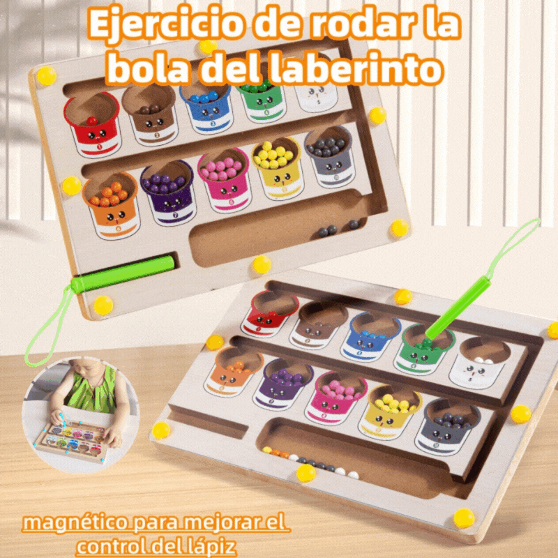 🧒👦🧠 Diversão educativa com o labirinto magnético de madeira! Brinquedo que desenvolve competências nas crianças.