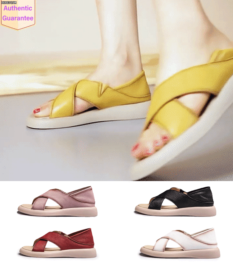💕【35-40】Sandálias romanas rasas feitas de couro natural, casuais e confortáveis