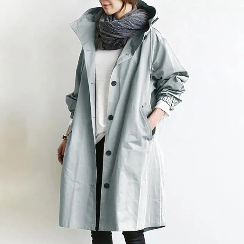 【Novos produtos para o outono e inverno】Casaco corta-vento casual de comprimento médio