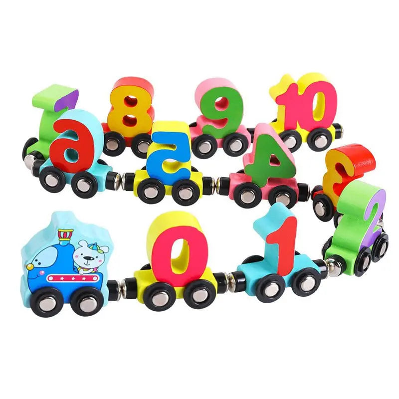 👶Comboio de brinquedo digital de madeira feito com blocos