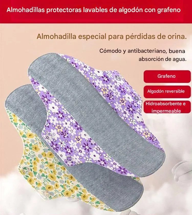 🔥🌈【5/10 peças】Almofada lavável de algodão antibacteriano e grafeno