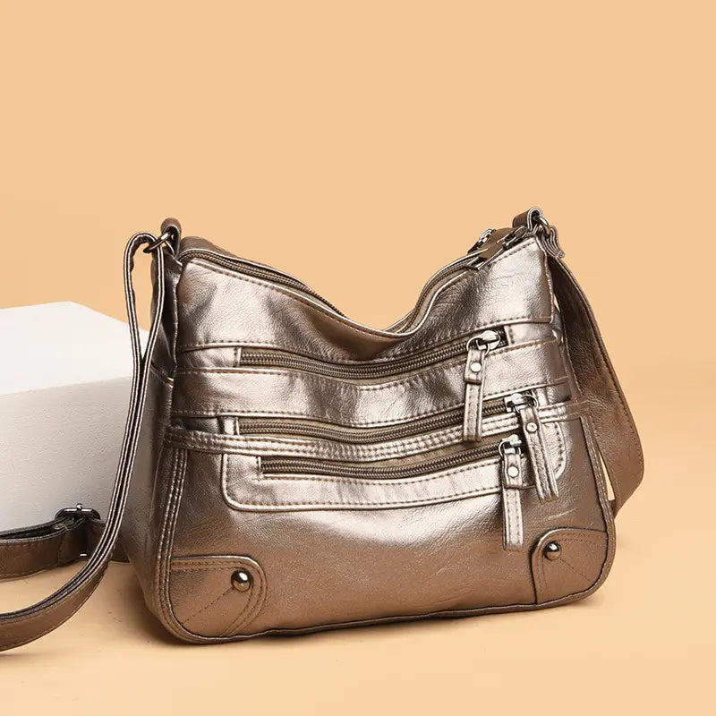 💕👜Borsa a tracolla in morbida pelle con più tasche