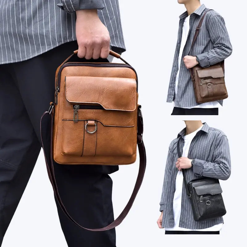 👜 Bolsa casual em pele de bovino para homem