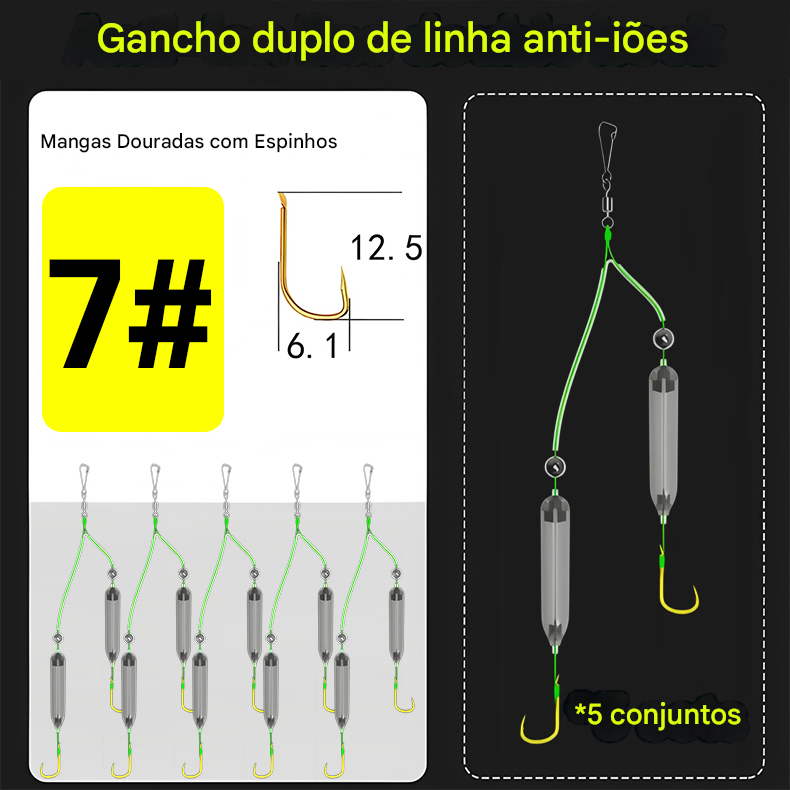 【💥Nuovo💥】🎣🎣【5/10 pezzi】Set di lenze da pesca con doppio amo a fondo invertito in stile europeo