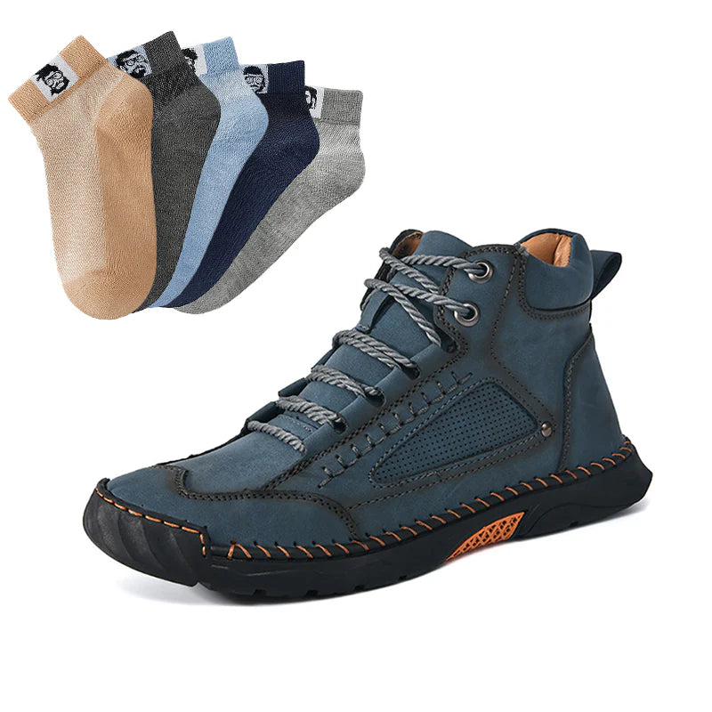 💥Botas elegantes para homem com sola plana costurada à mão