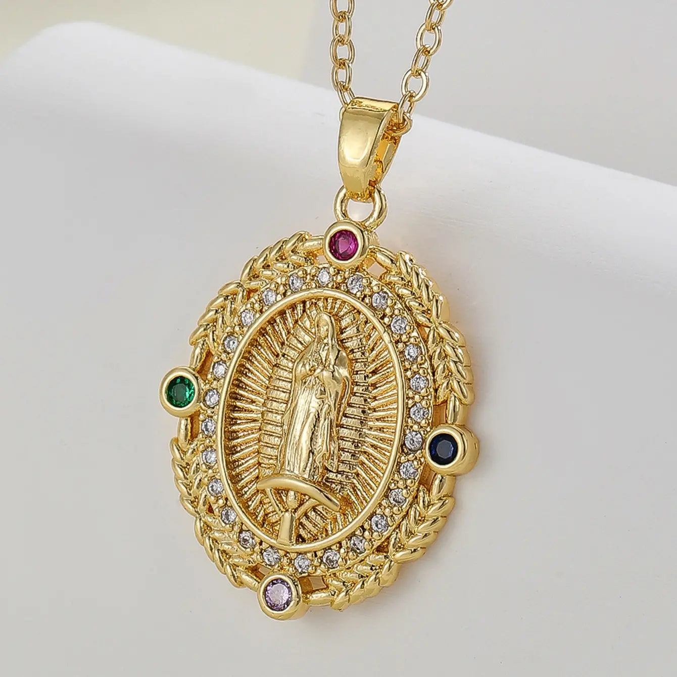 ⛪Colar com Pendente Virgem Maria em Ouro Puro