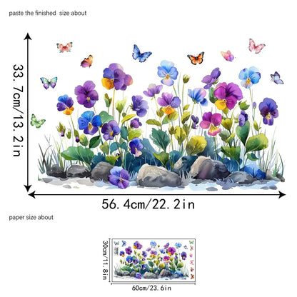🌸Decalque de Janela com Ramo de Flores Coloridas